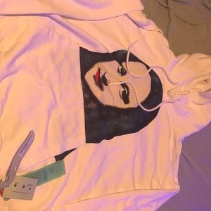 Off white hoodie , worn,  Moana Lisa face white and black wiling to talk price